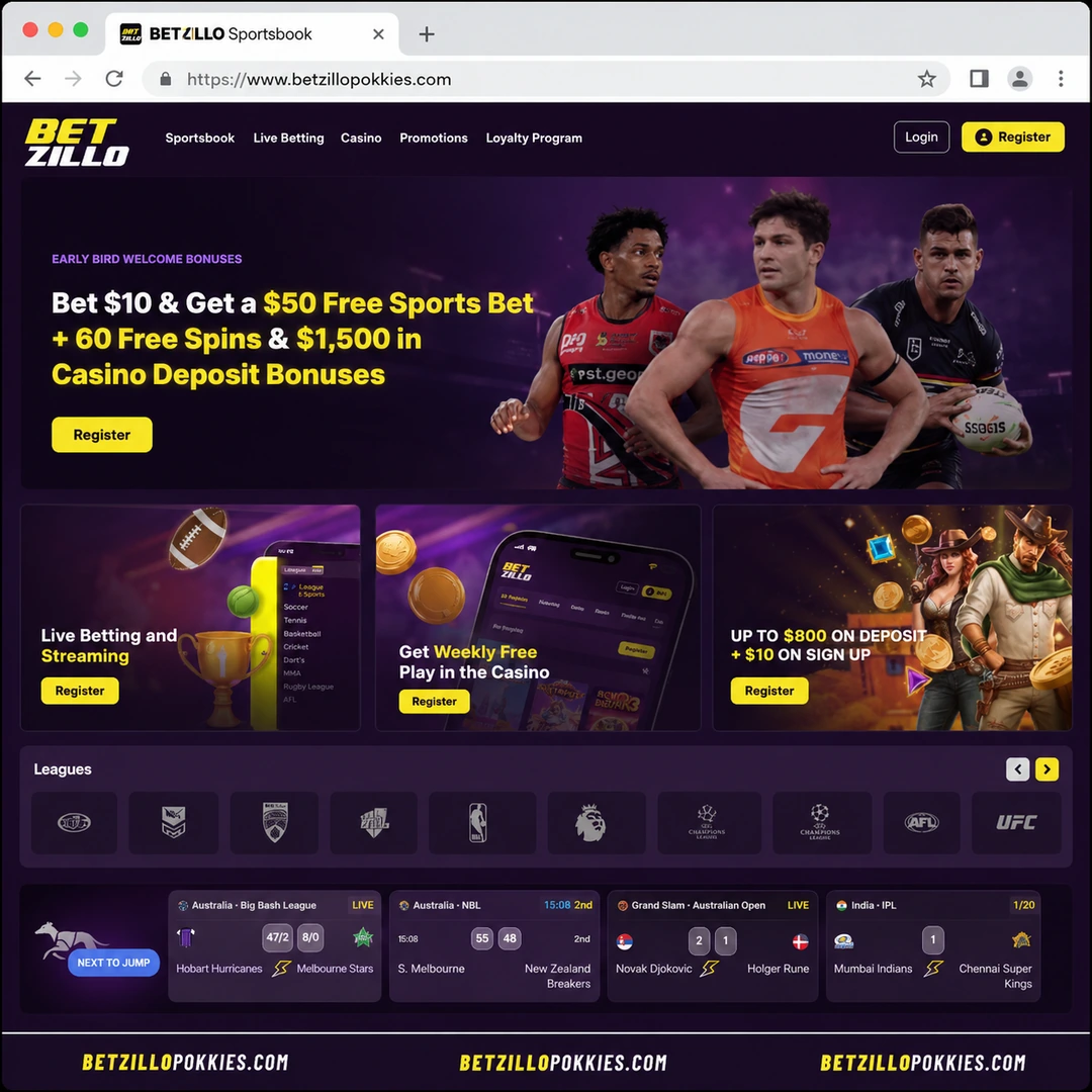 Betzillo Casino homepage open in Chrome on 15 June 2026, showing the A$1,500 three-deposit welcome banner and the main navigation.